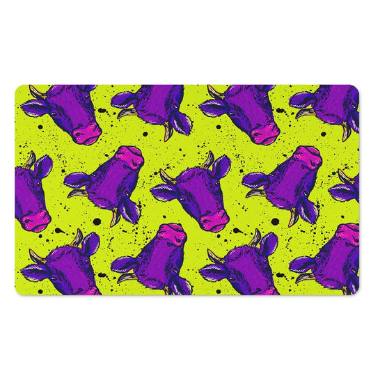 Lime Green And Purple Cow Pattern Print Polyester Doormat