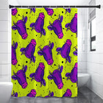 Lime Green And Purple Cow Pattern Print Premium Shower Curtain