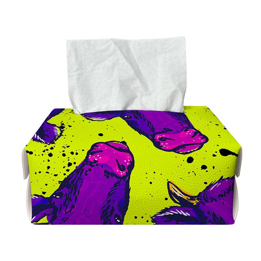 Lime Green And Purple Cow Pattern Print Rectangle Tissue Box Cover