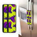 Lime Green And Purple Cow Pattern Print Refrigerator Handle Covers