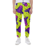 Lime Green And Purple Cow Pattern Print Scuba Joggers