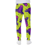Lime Green And Purple Cow Pattern Print Scuba Joggers