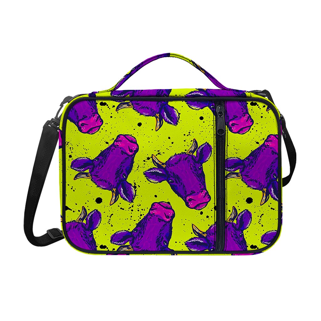 Lime Green And Purple Cow Pattern Print Shoulder Strap Bible Bag