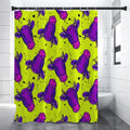 Lime Green And Purple Cow Pattern Print Shower Curtain
