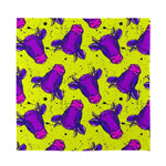 Lime Green And Purple Cow Pattern Print Silk Bandana