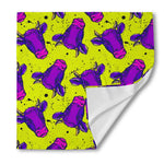 Lime Green And Purple Cow Pattern Print Silk Bandana