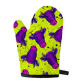 Lime Green And Purple Cow Pattern Print Single Oven Mitt