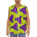Lime Green And Purple Cow Pattern Print Sleeveless Baseball Jersey
