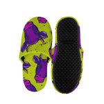 Lime Green And Purple Cow Pattern Print Slippers