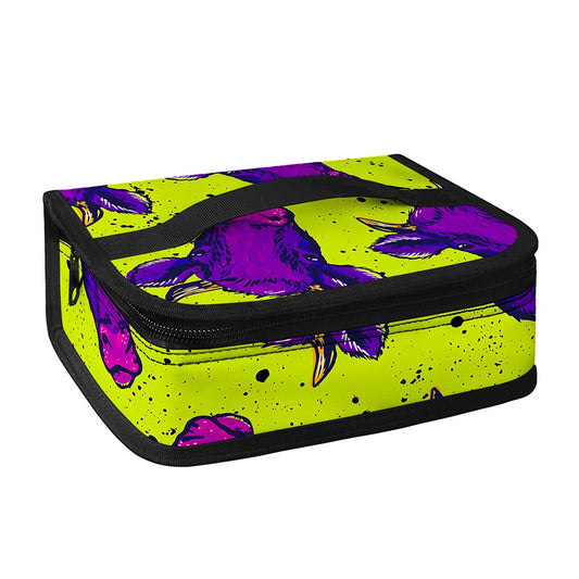 Lime Green And Purple Cow Pattern Print Small Lunch Bag
