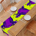 Lime Green And Purple Cow Pattern Print Table Runner