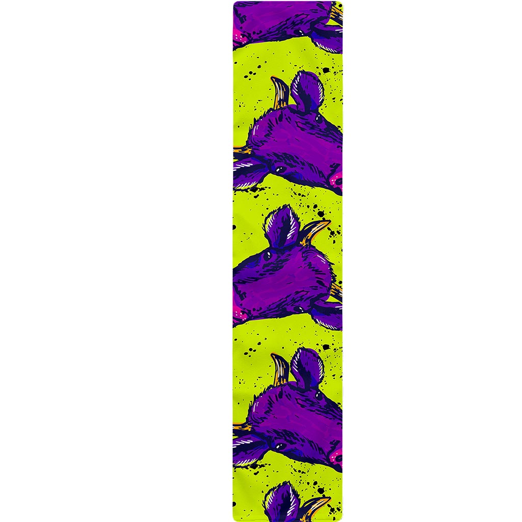 Lime Green And Purple Cow Pattern Print Table Runner