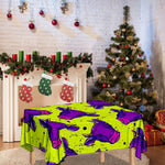 Lime Green And Purple Cow Pattern Print Tablecloth