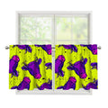 Lime Green And Purple Cow Pattern Print Tier Curtains
