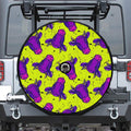 Lime Green And Purple Cow Pattern Print Tire Cover With Camera Hole