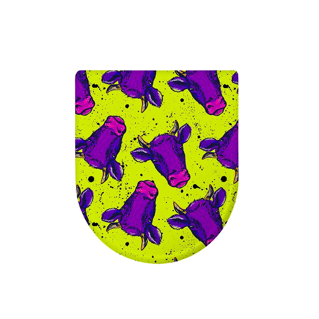 Lime Green And Purple Cow Pattern Print Toilet Lid Cover