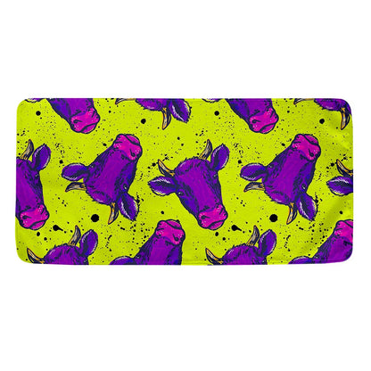 Lime Green And Purple Cow Pattern Print Towel