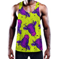 Lime Green And Purple Cow Pattern Print Men's Workout Tank Top