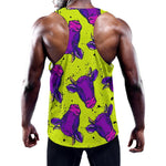 Lime Green And Purple Cow Pattern Print Training Tank Top