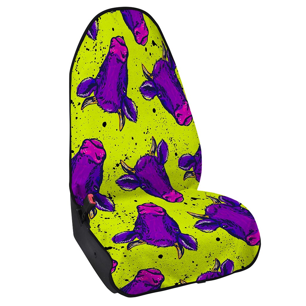 Lime Green And Purple Cow Pattern Print Waterproof Car Seat Cover