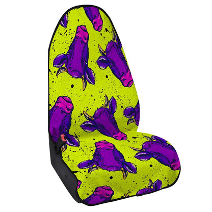 Lime Green And Purple Cow Pattern Print Waterproof Car Seat Cover