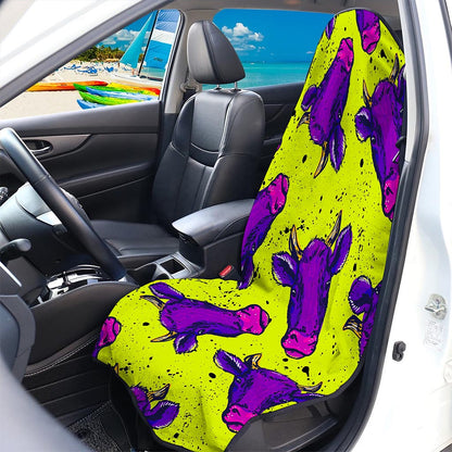 Lime Green And Purple Cow Pattern Print Waterproof Car Seat Cover