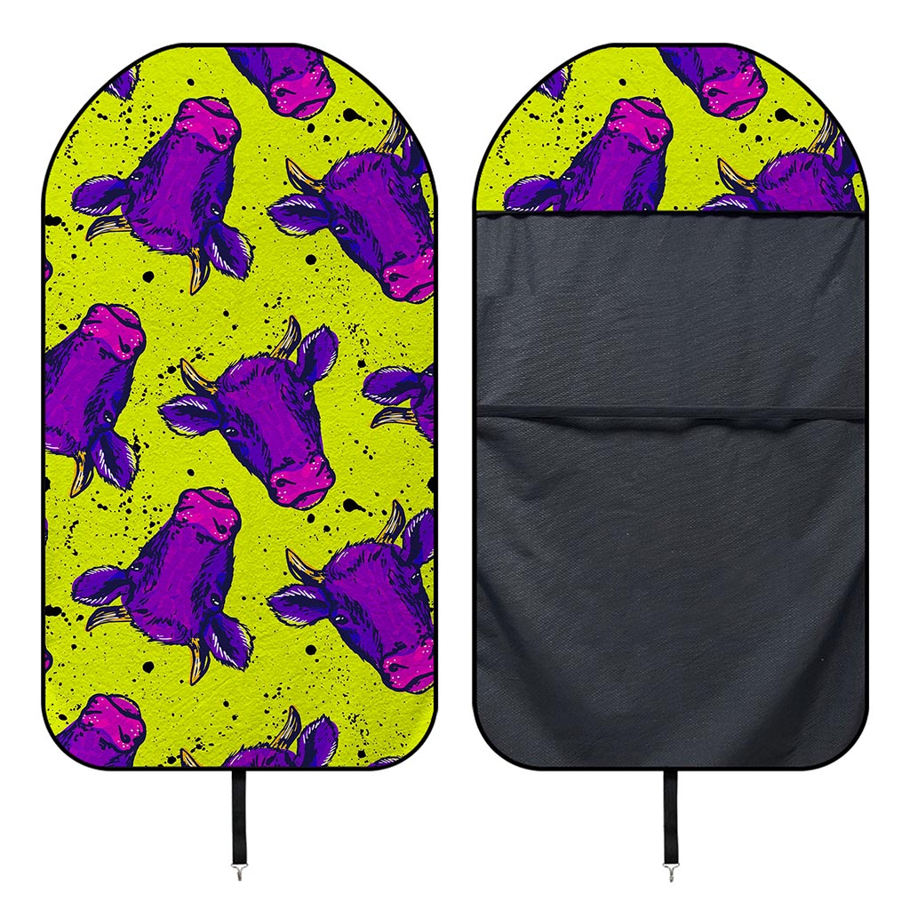 Lime Green And Purple Cow Pattern Print Waterproof Car Seat Cover