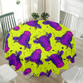 Lime Green And Purple Cow Pattern Print Waterproof Round Tablecloth