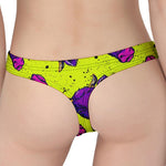Lime Green And Purple Cow Pattern Print Women's Thong