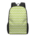 Lime Green And White Chevron Print 17 Inch Backpack