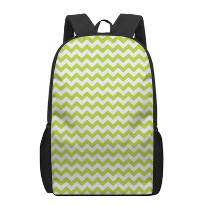 Lime Green And White Chevron Print 17 Inch Backpack