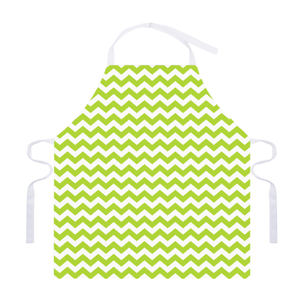 Lime Green And White Chevron Print Adjustable Apron
