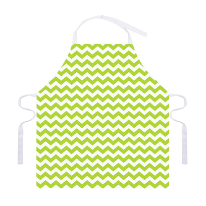 Lime Green And White Chevron Print Adjustable Apron