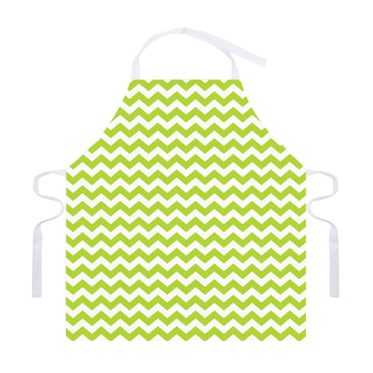 Lime Green And White Chevron Print Adjustable Apron