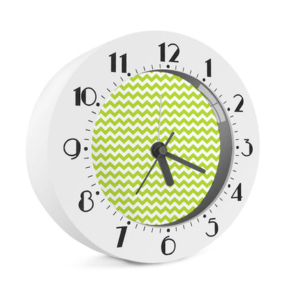 Lime Green And White Chevron Print Alarm Clock