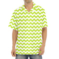 Lime Green And White Chevron Print Aloha Shirt