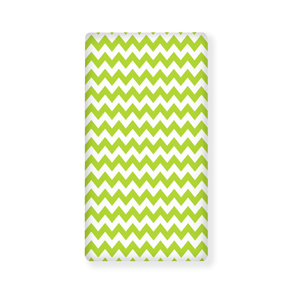 Lime Green And White Chevron Print Baby Crib Sheet
