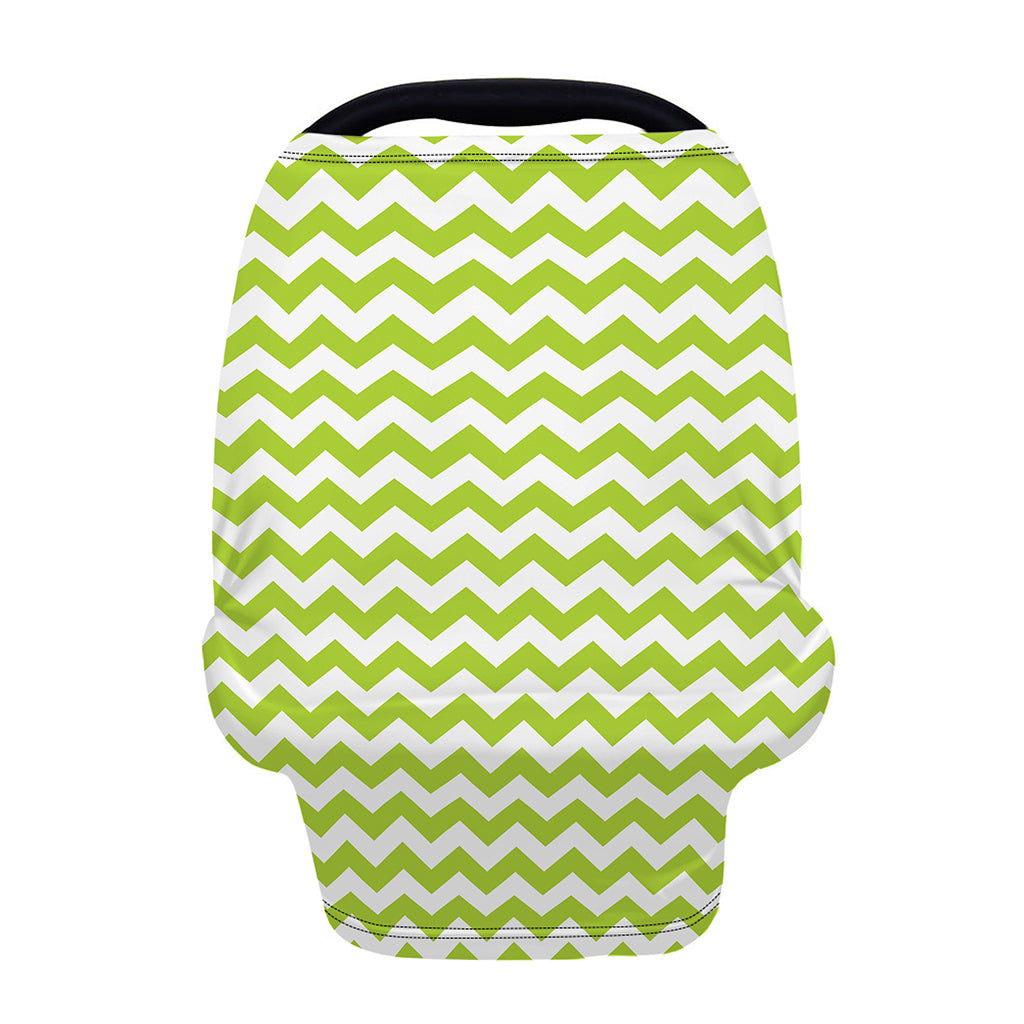 Lime Green And White Chevron Print Baby Seat Cover