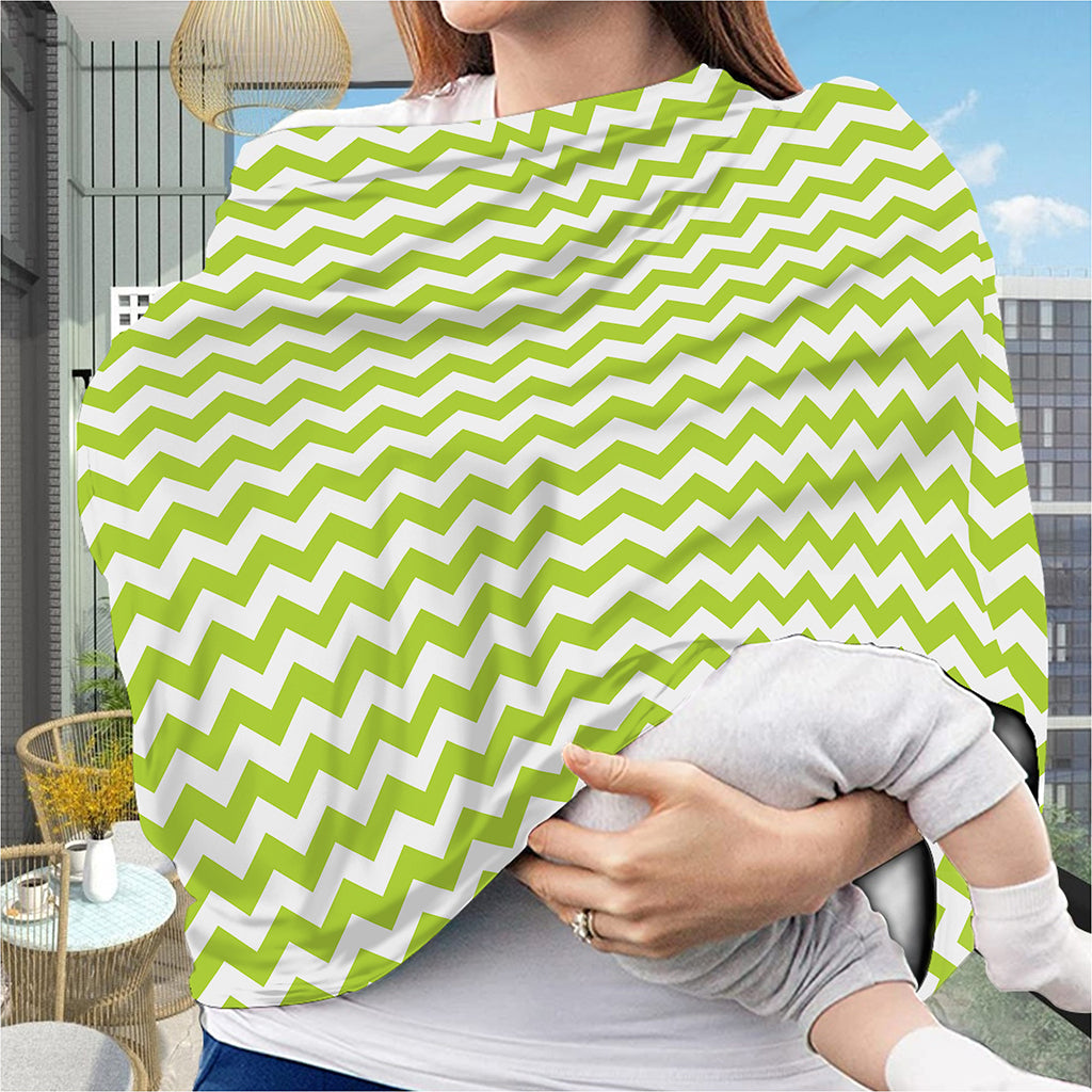 Lime Green And White Chevron Print Baby Seat Cover