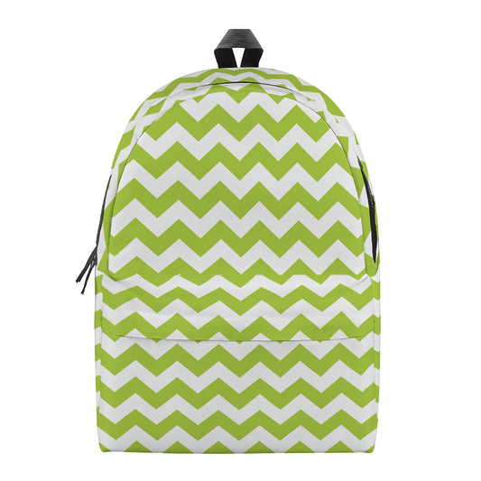 Lime Green And White Chevron Print Backpack