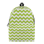 Lime Green And White Chevron Print Backpack