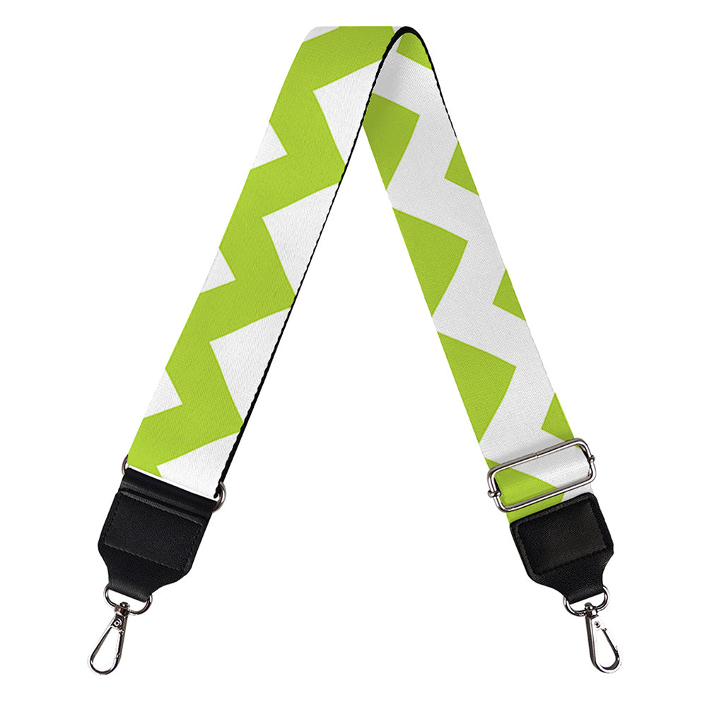 Lime Green And White Chevron Print Bag Strap
