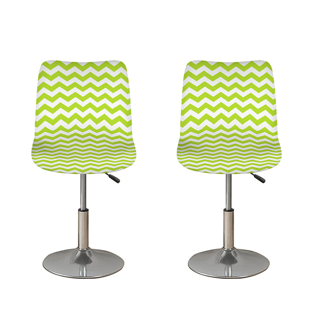 Lime Green And White Chevron Print Bar Stool Covers