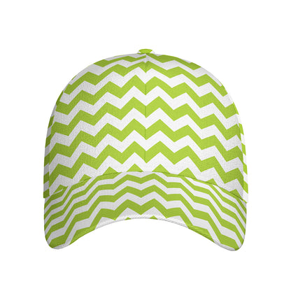 Lime Green And White Chevron Print Baseball Cap