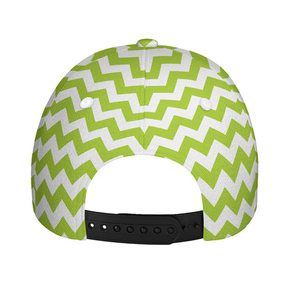 Lime Green And White Chevron Print Baseball Cap