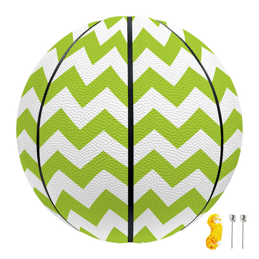 Lime Green And White Chevron Print Basketball
