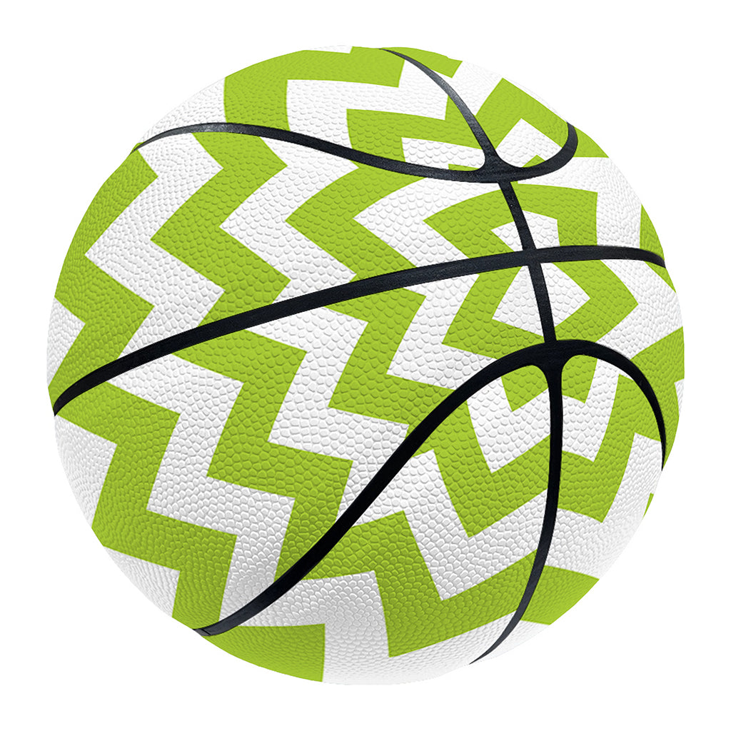 Lime Green And White Chevron Print Basketball