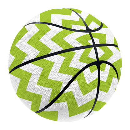 Lime Green And White Chevron Print Basketball
