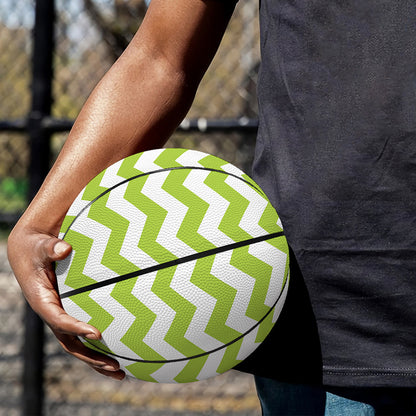 Lime Green And White Chevron Print Basketball