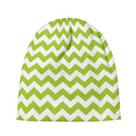Lime Green And White Chevron Print Beanie